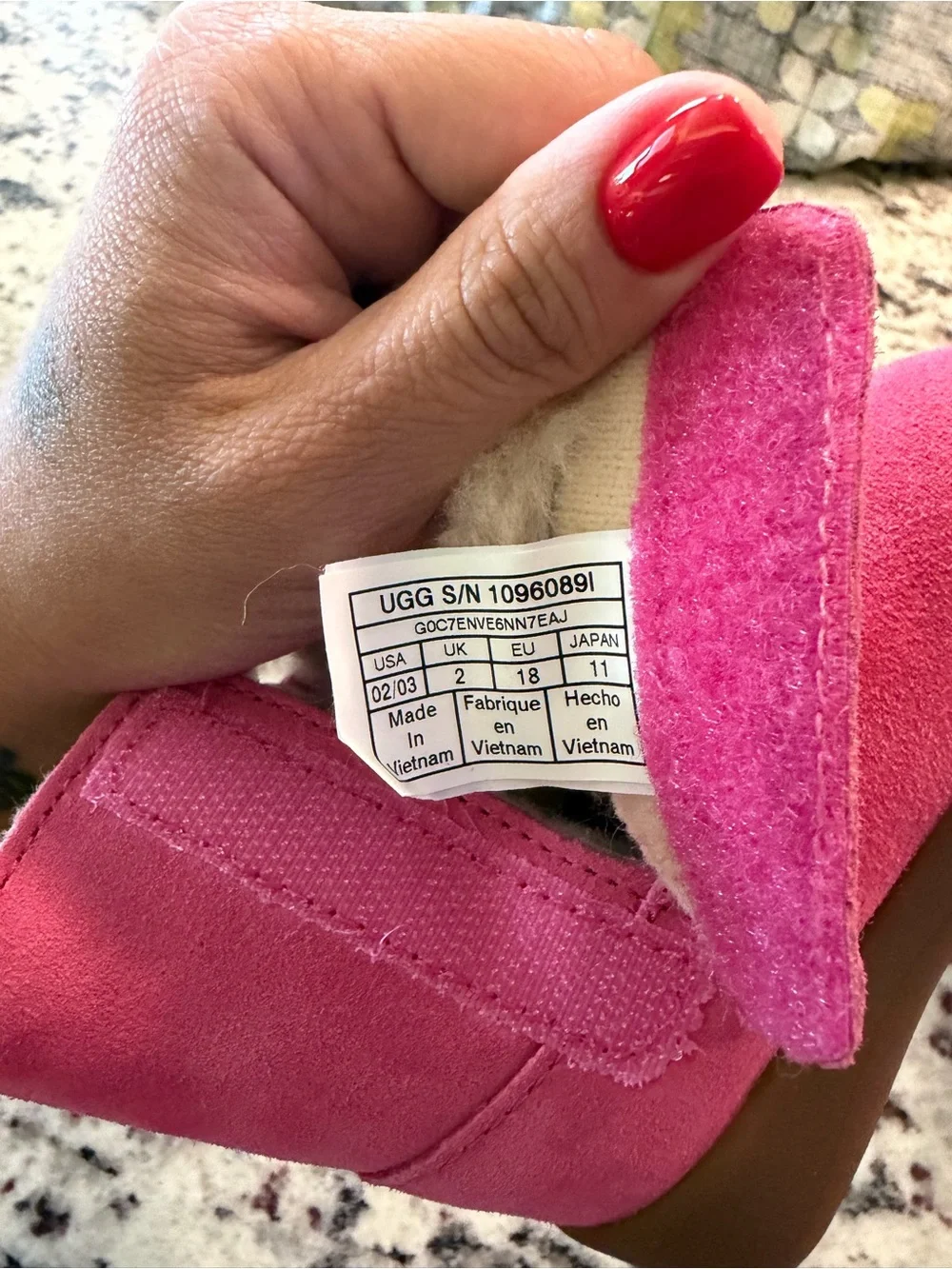 UGG Pink Suede Infant Boots with Shearling Trim
